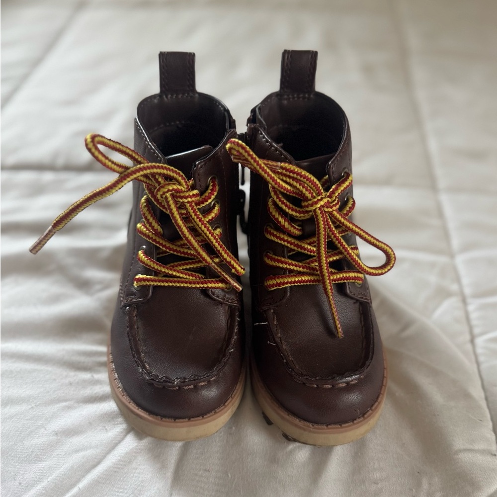 Cat & Jack Brown and Yellow Baby Toddler Shoes with Moccasin Toe